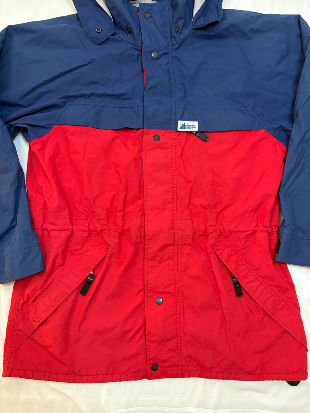 Vintage MEC 90s GoreTex Shell Colourblock Parka Jacket Mens M/L Gorpcore Red - Picture 2 of 16